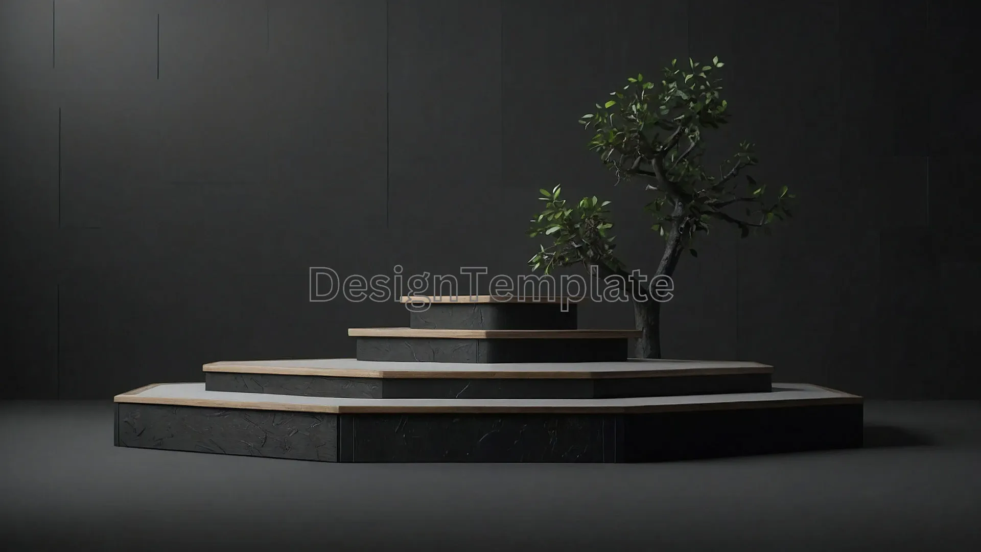 Tiered Bonsai Display on Frame Background Texture image